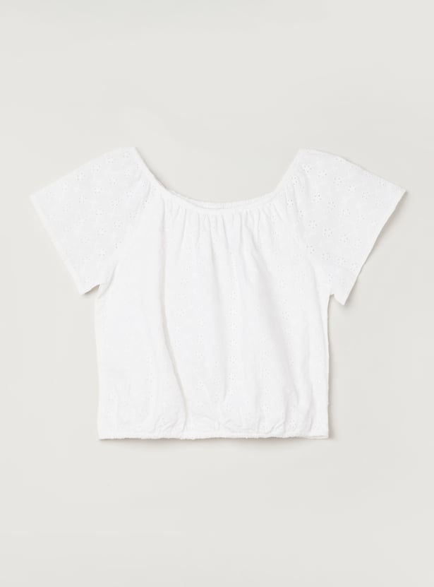 Girls Schiffili Embroidered Top