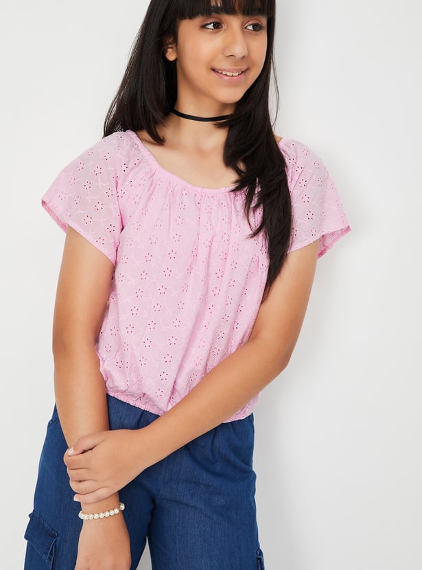 Girls Schiffili Embroidered Top