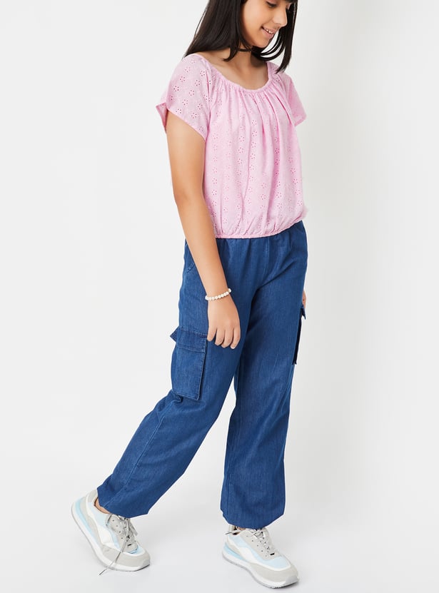 Girls Schiffili Embroidered Top