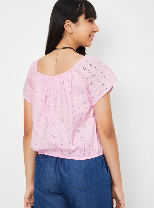 Girls Schiffili Embroidered Top