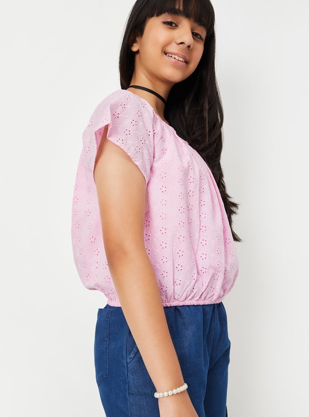 Girls Schiffili Embroidered Top