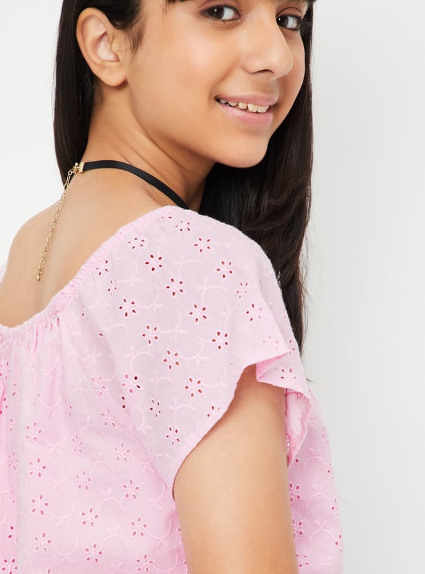Girls Schiffili Embroidered Top