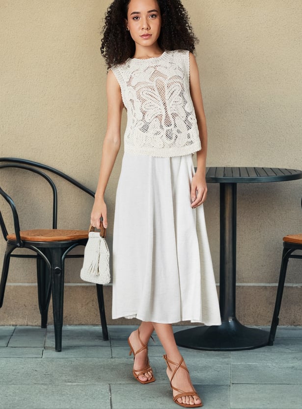 Women Crochet Knit Top