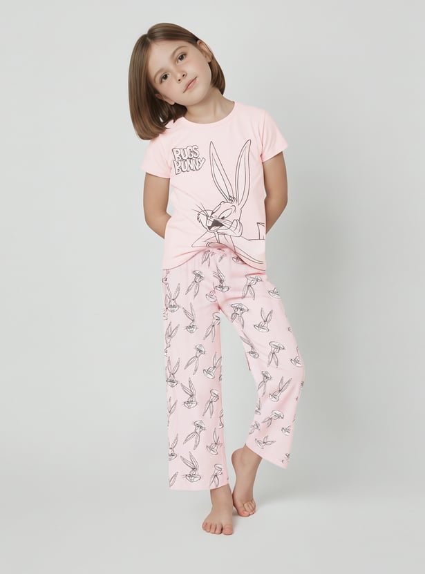 Girls Bugs Bunny Printed Sleepwear Set