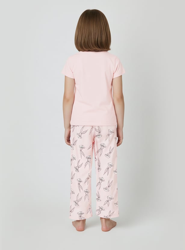 Girls Bugs Bunny Printed Sleepwear Set