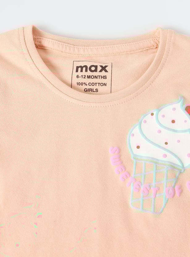 Girls Placement Embossed T-shirt