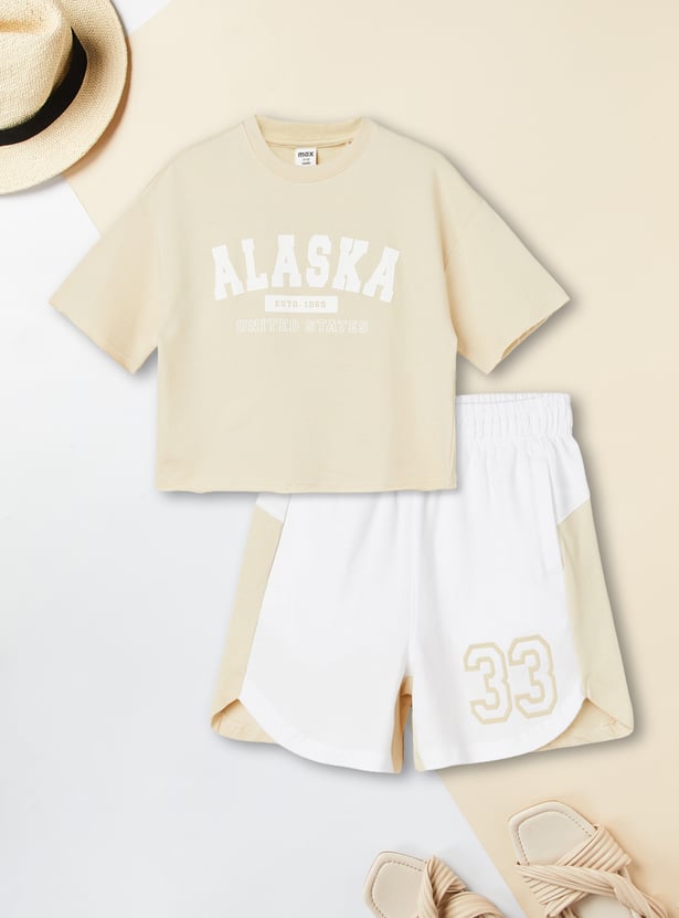 Girls Printed Shorts Set