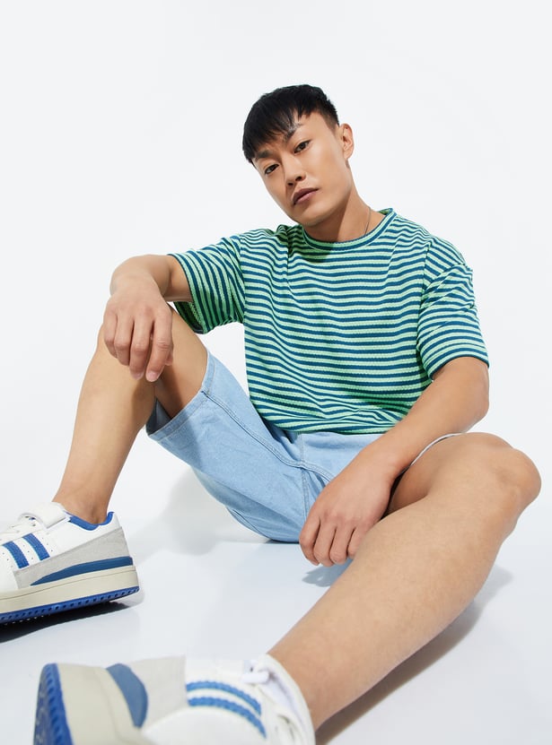 Buy URB_N Men Striped Oversized T-shirt Online at just Rs. 699.0