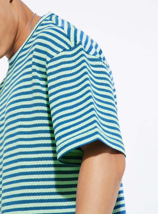 Buy URB_N Men Striped Oversized T-shirt Online at just Rs. 699.0