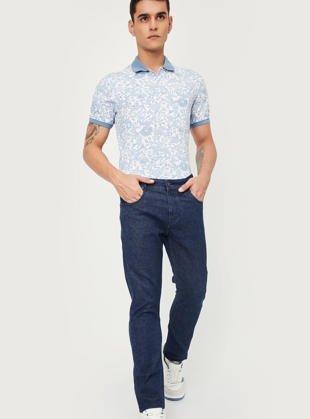 Men Floral Print Polo T-shirt