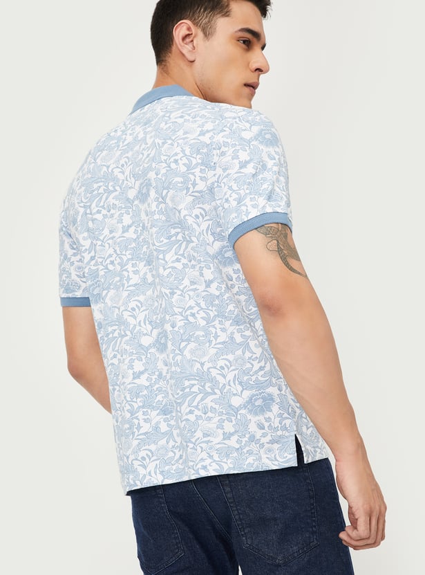 Men Floral Print Polo T-shirt