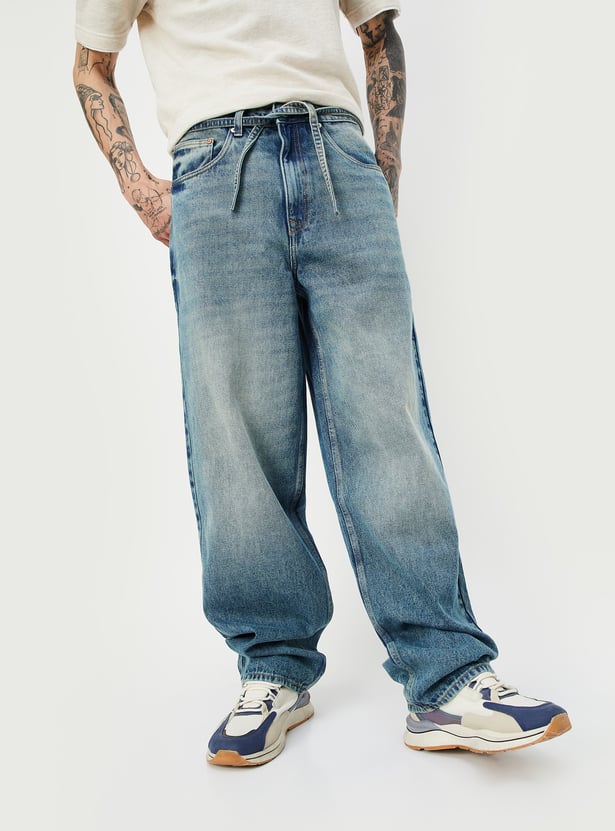 Men Washed Loose Fit Jeans