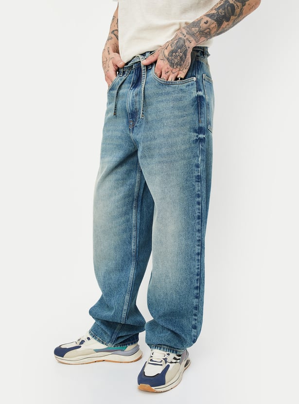 Men Washed Loose Fit Jeans