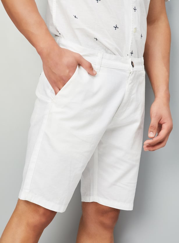 White Regular Fit Men's Shorts by Being Human Clothing