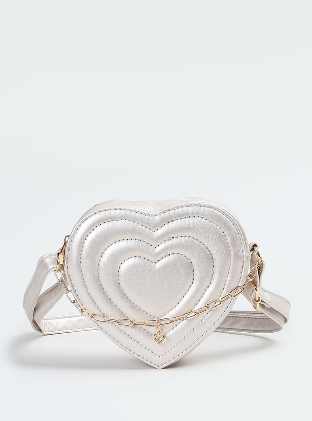 Girls Heart Shaped Sling Bag