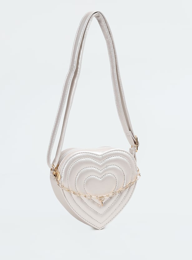 Girls Heart Shaped Sling Bag