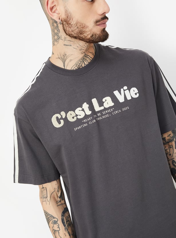 Men Chenile Embroidered Oversized Athleisure T-shirt