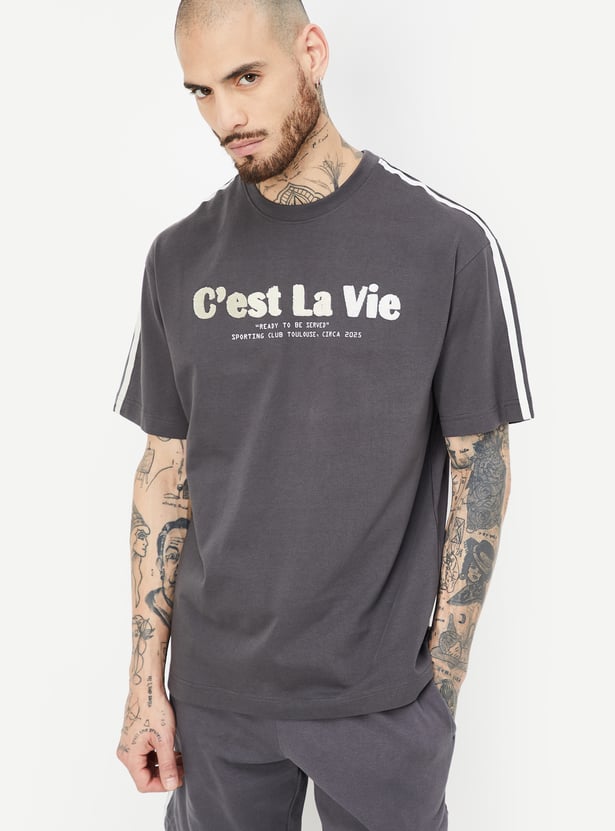 Men Chenile Embroidered Oversized Athleisure T-shirt