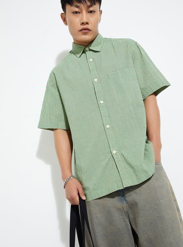 URB_N Men Checked Oversized Fit Shirt