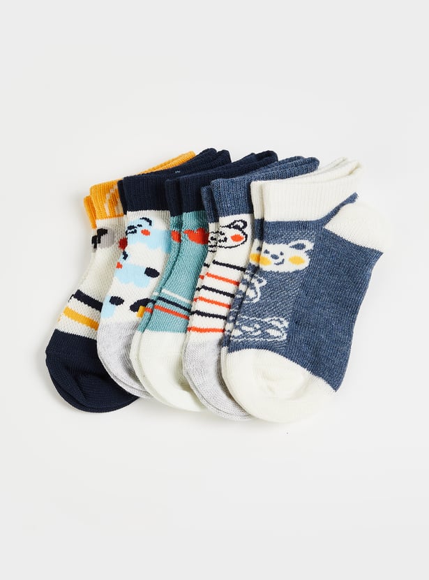 Boys Printed Ankle Length Socks - Pack of 5