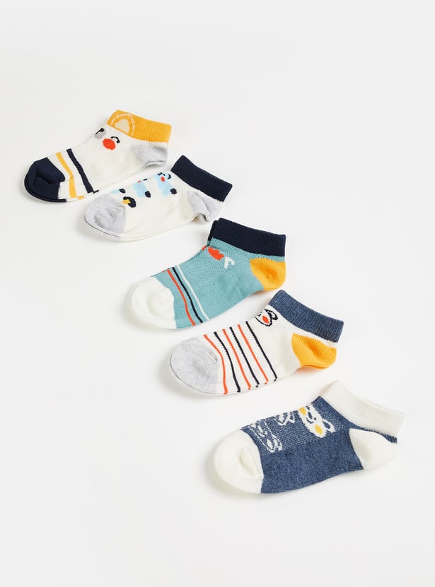 Boys Printed Ankle Length Socks - Pack of 5