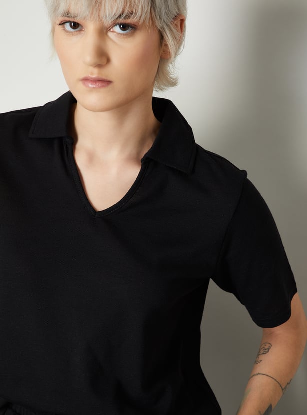 Women Solid Polo T-shirt