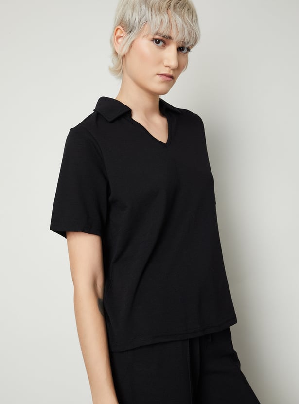 Women Solid Polo T-shirt