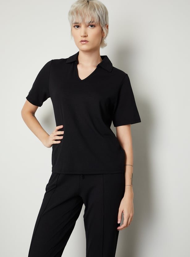 Women Solid Polo T-shirt