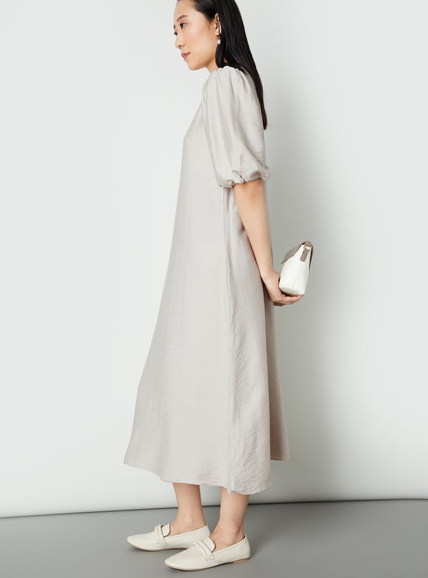 Women Textured A-line Midi Dress
