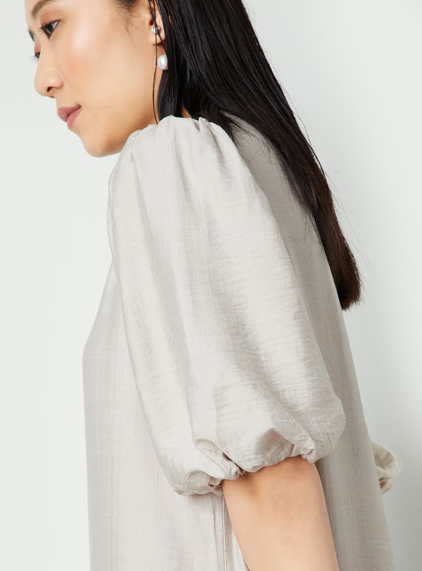 Women Textured A-line Midi Dress