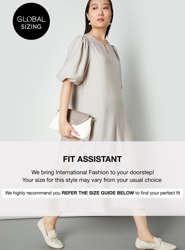 Women Textured A-line Midi Dress