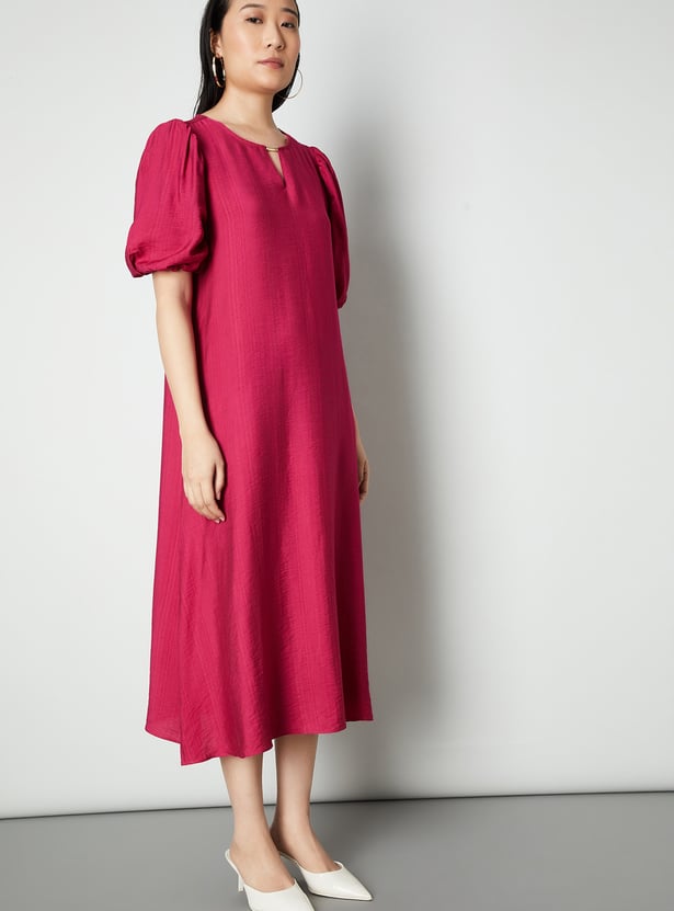 Buy Women Textured A-line Midi Dress Online at just Rs. 1599.0 ...