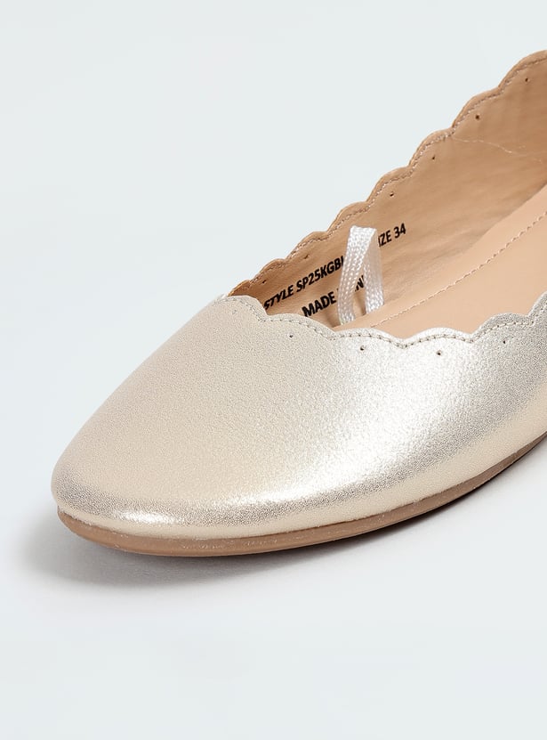 Girls Metallic Finish Ballerinas