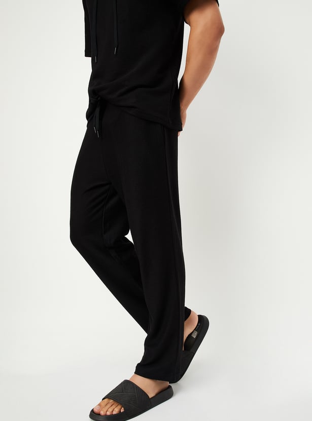 Men Textured Regular Fit Trousers