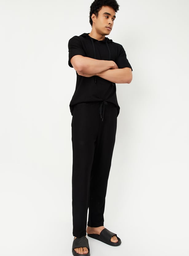 Men Textured Regular Fit Trousers
