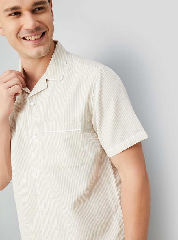 Men Striped Seersucker Regular Fit Shirt