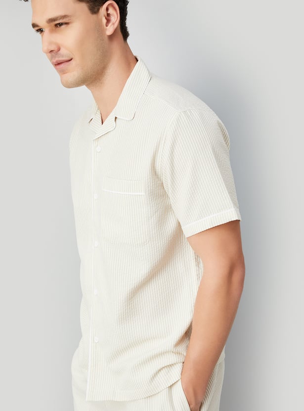 Men Striped Seersucker Regular Fit Shirt