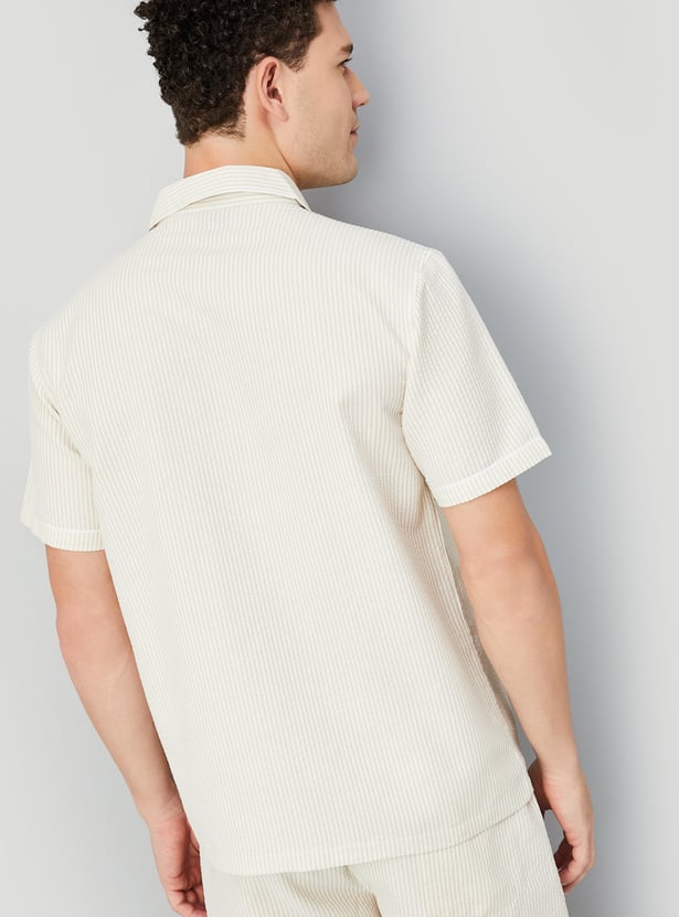 Men Striped Seersucker Regular Fit Shirt