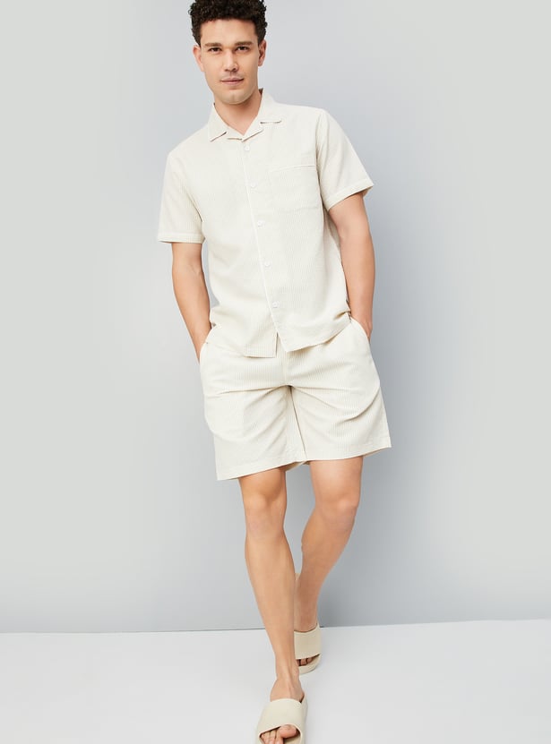 Men Striped Seersucker Regular Fit Shirt