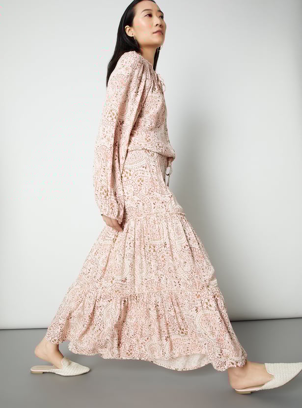 Women Printed Tiered Long Skirt
