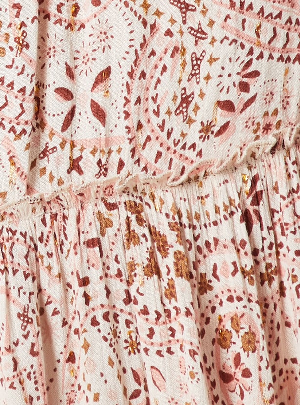 Women Printed Tiered Long Skirt