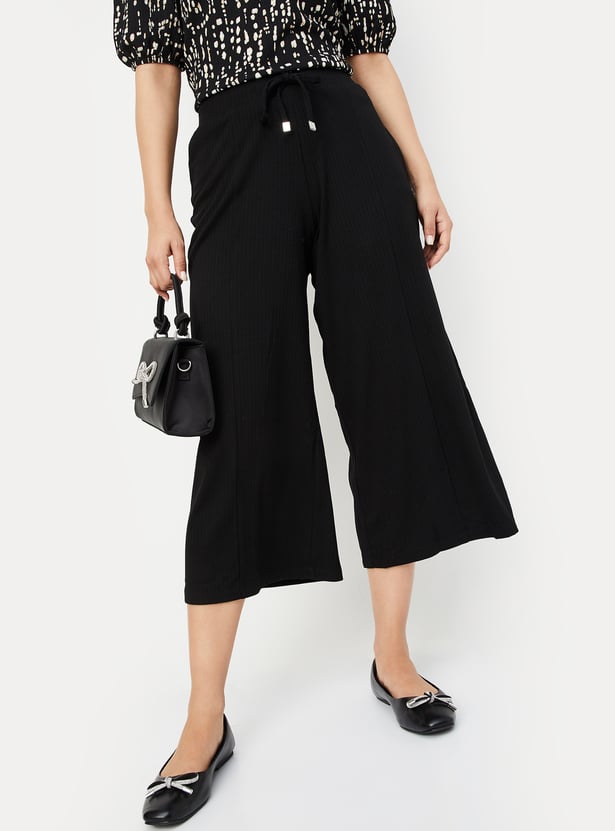 Women Ribbed Relaxed Fit Culottes