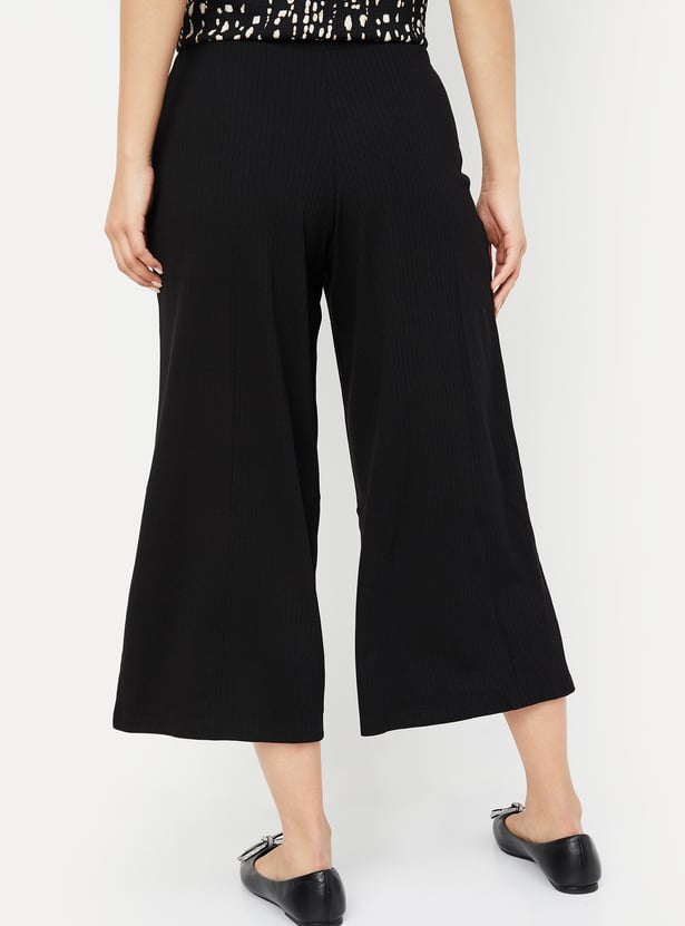 Women Ribbed Relaxed Fit Culottes