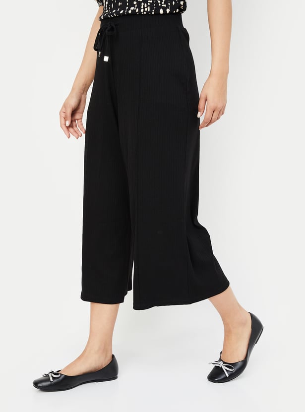 Women Ribbed Relaxed Fit Culottes