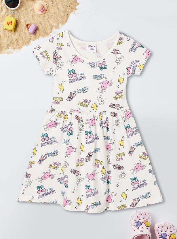 Girls Printed Fit and Flare Dress