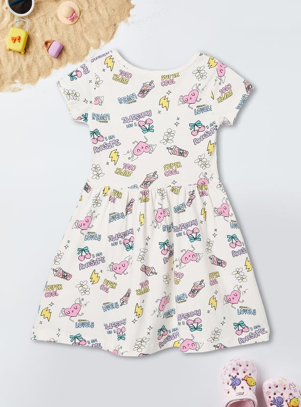 Girls Printed Fit and Flare Dress