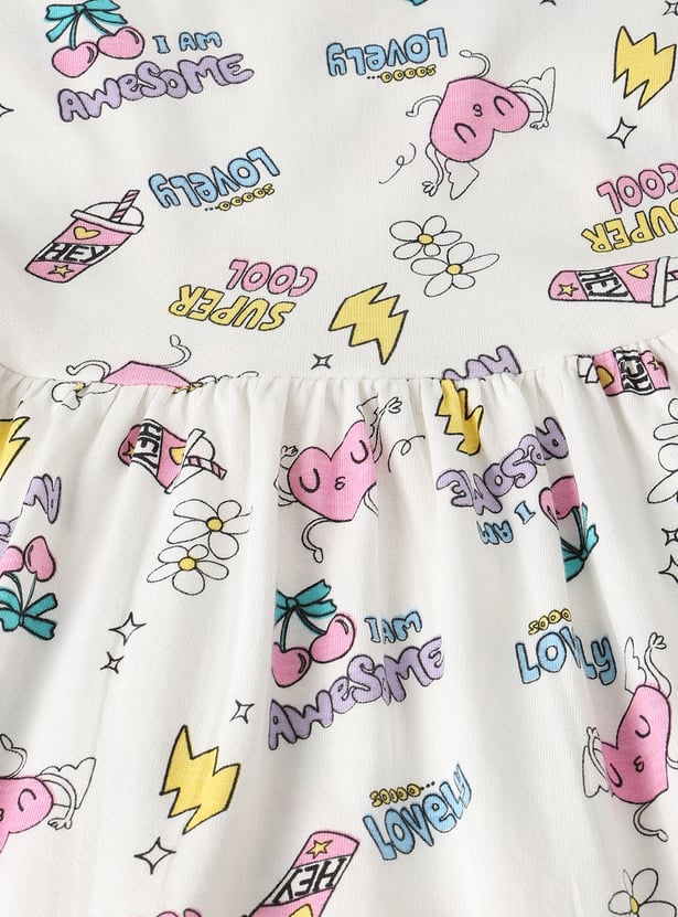Girls Printed Fit and Flare Dress