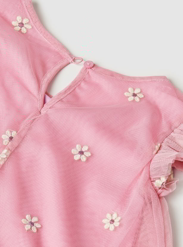 Girls Floral Applique Dress
