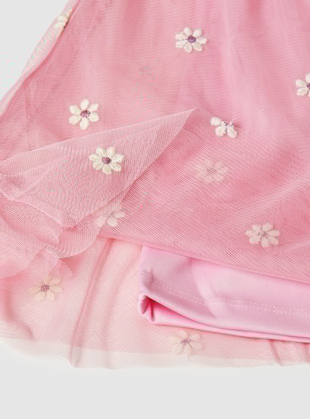 Girls Floral Applique Dress