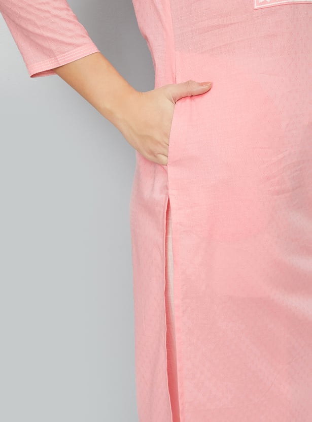 Women Embroidered Yoke Straight Kurta